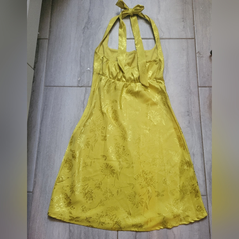 (3) Wild Fable Women's Satin Jacquard Mini Yellow Dress SZ XXS, XS